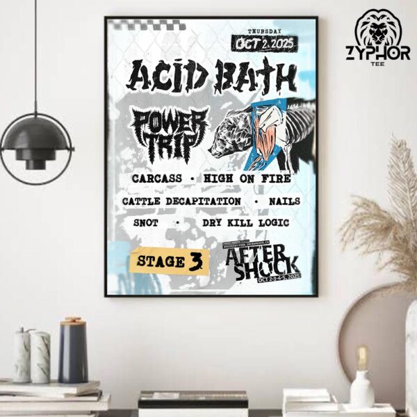 Aftershock Festival 2025 Stage 3 Lineup On Oct 2 2025 At Sacramento CA Home Decor Poster Canvas