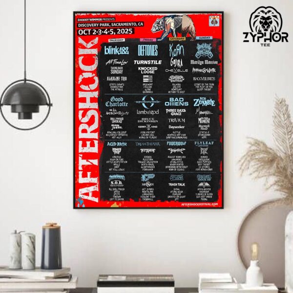 Aftershock The West Coast’s Largest Rock, Punk And Metal Festival Lineup 2025 On Discovery Park Sacramento CA Home Decor Poster Canvas