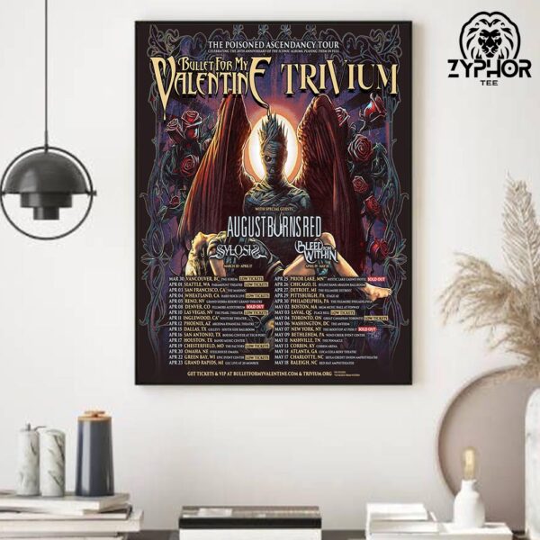 Bullet For My Valentine x Trivium Band The Poisoned Ascendancy Tour 2025 With Special Guests Home Decor Poster Canvas