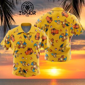 Charizard Hawaiian Shirt Pattern Fire Type With Pokeball Summer Vacation Pokemon Aloha Shirt