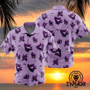 Gengar Hawaiian Shirt Full Evolution Pokemon With Pokeball Pokemon Tropical Shirt