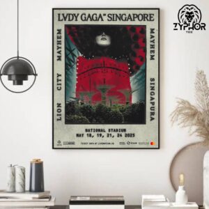 Lady Gaga Lion City Mayhem Live At National Stadium Singapore Tour Dates On May 2025 Home Decor Poster Canvas