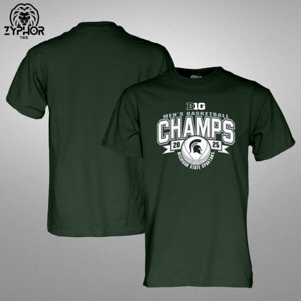 Michigan State Spartans 2025 Big 10 Men’s Basketball Regular Season Champions Locker Room T-Shirt