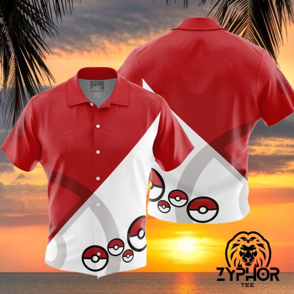 Pokeball Hawaiian Shirt Pattern Red And White Pokemon Tropical Shirt