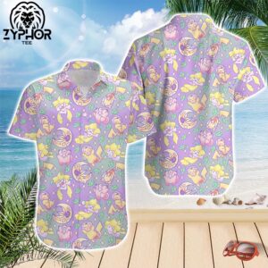 Pokemon Hawaiian Shirt Pikachu Pippi Summer Vacation Pokemon Aloha Shirt