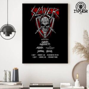 Slayer Band Return The UK Tour Date 2025 With Special Guests Amon Amarch Anthrax Mastodon Neckbreakkerdeath Home Decor Poster Canvas