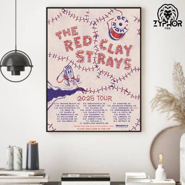 The Red Clay Strays Get Right Tour 2025 Alongside The Album Live At The Ryman Home Decor Poster Canvas