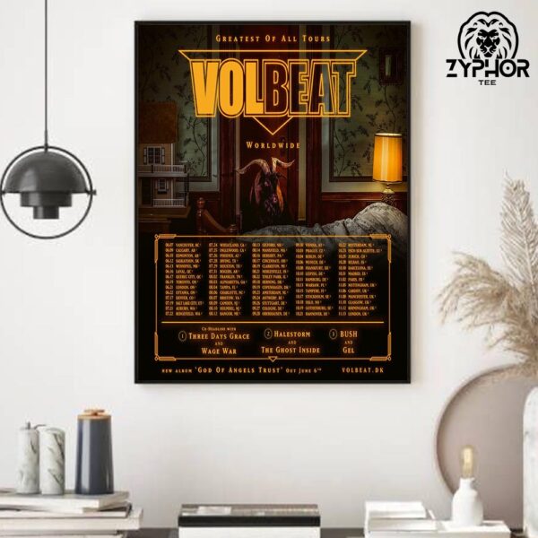 Volbeat Greatest Of All Tours Worldwide 2025 And New Album God Of Angels Trust Out June 6 2025 Home Decor Poster Canvas